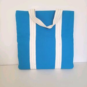 Michael Kors Island Capri Tote Bag Blue White Large Shopper Canvas Cotton